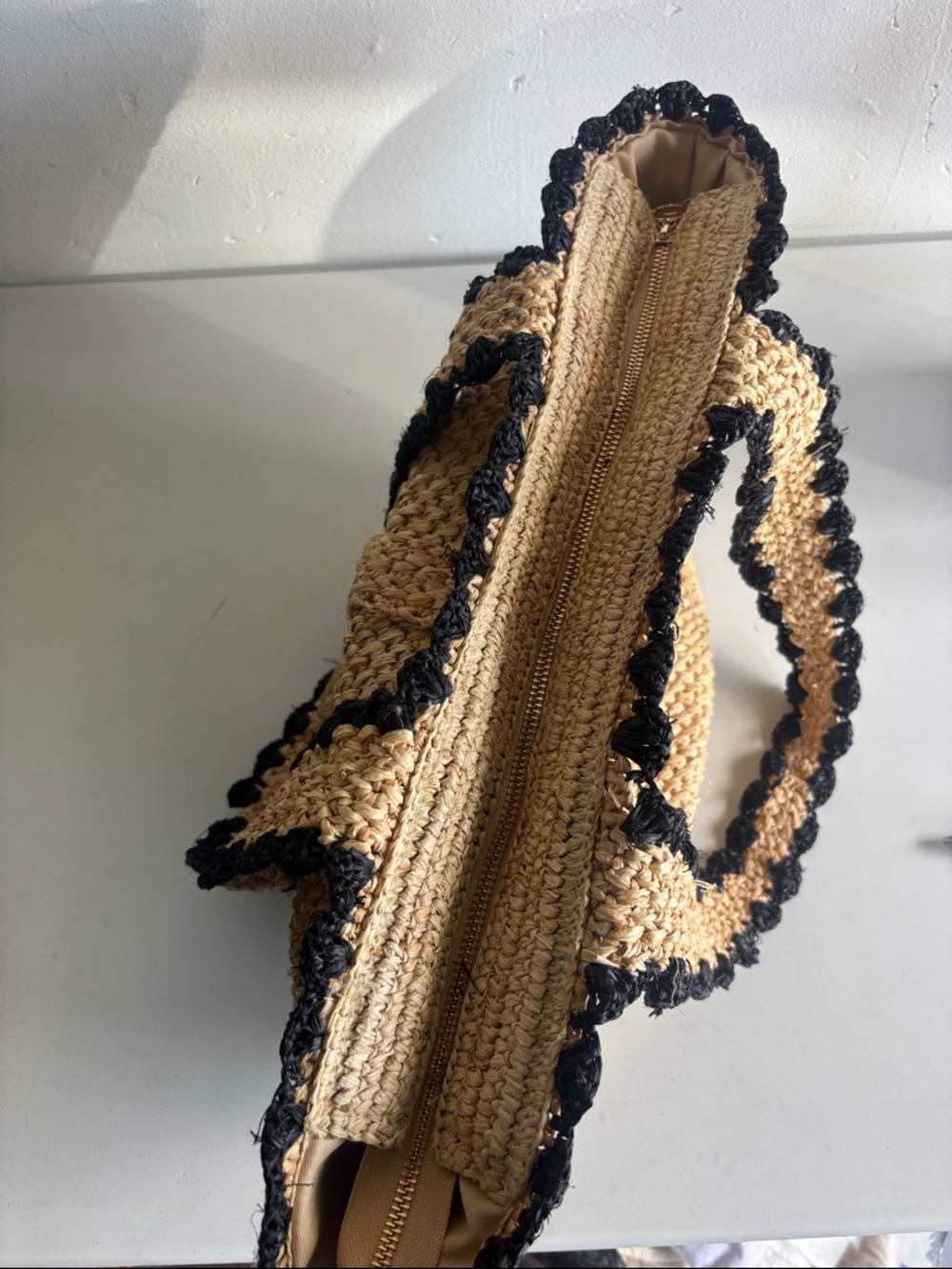 Chic Raffia Woven Bow Tote with Black Accents - Picture 7 of 9